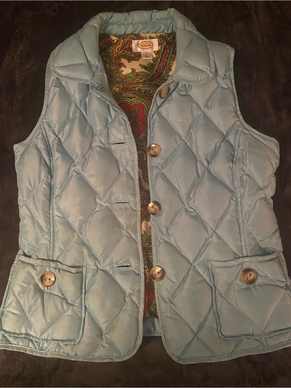 Talbots Light Blue Quilted Button-Front Vest